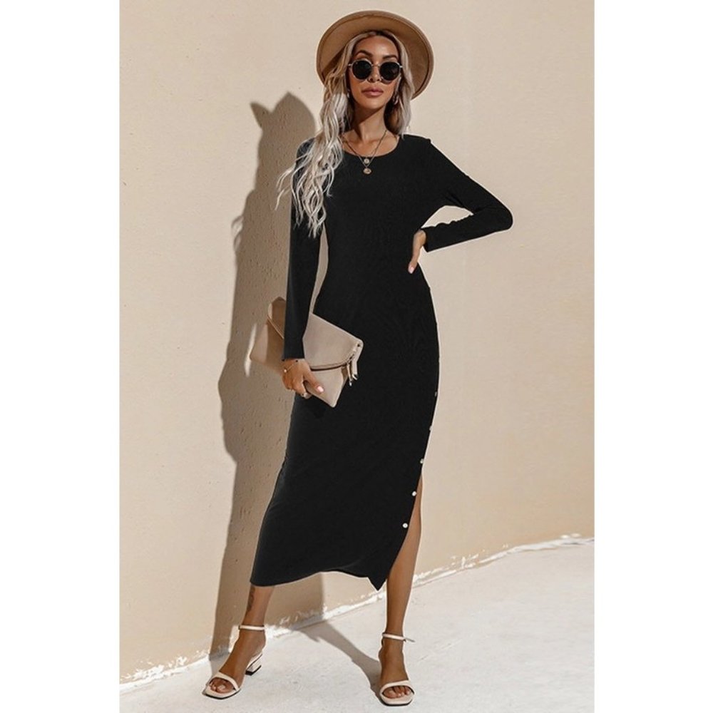 Solid Color Long Sleeved DRESS